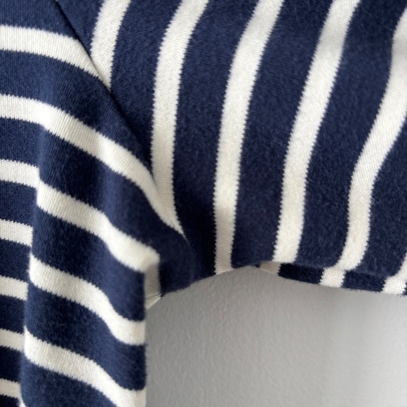 L.L. Bean blue and white stripe open cardigan 100% Supima cotton size M - Picture 5 of 12